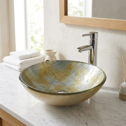 Lagomel single-handle faucet and sink set, set in a Contemporary bathroom