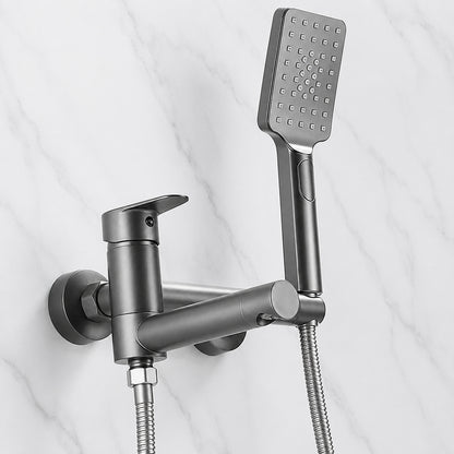Modern Wall-Mount Tub Faucet, Single-Handle Swivel Spout Faucet with Handheld Shower, Brushed Gold / Matte Black / Gunmetal / Chrome / Matte White