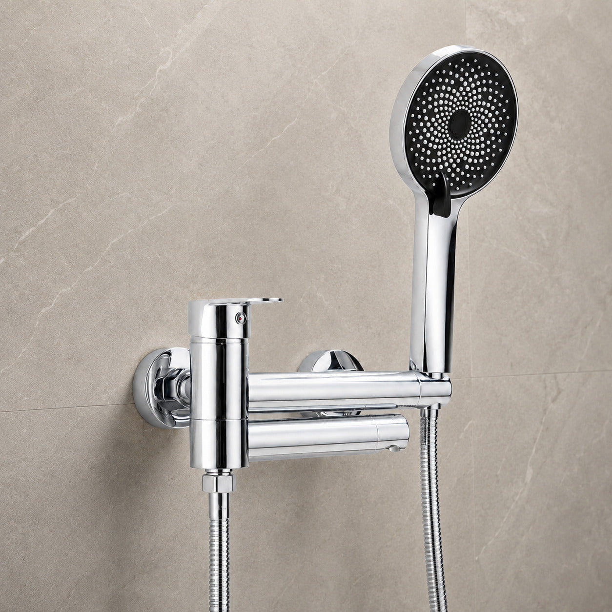 Modern Wall-Mount Tub Faucet, Single-Handle Swivel Spout Faucet with Handheld Shower, Brushed Gold / Matte Black / Gunmetal / Chrome / Matte White