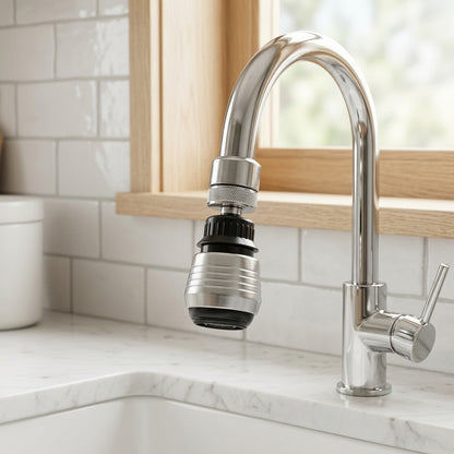 Lagomel faucet aerator in chrome, set in a Modern bathroom