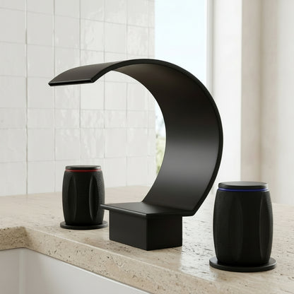 Lagomel waterfall widespread bathroom faucet, set in a Modern/Contemporary bathroom