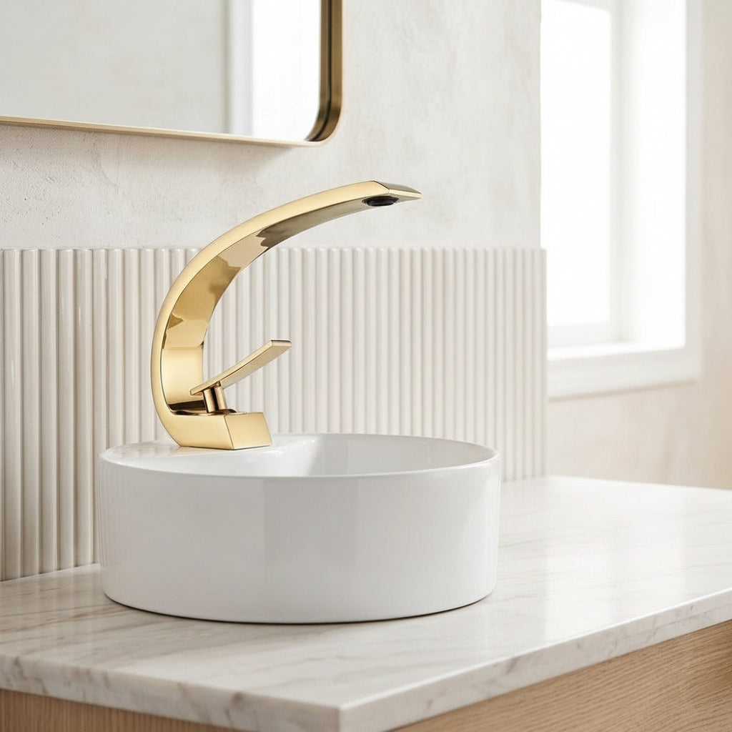 Lagomel single-hole bathroom faucet, set in a Traditional/Classic bathroom