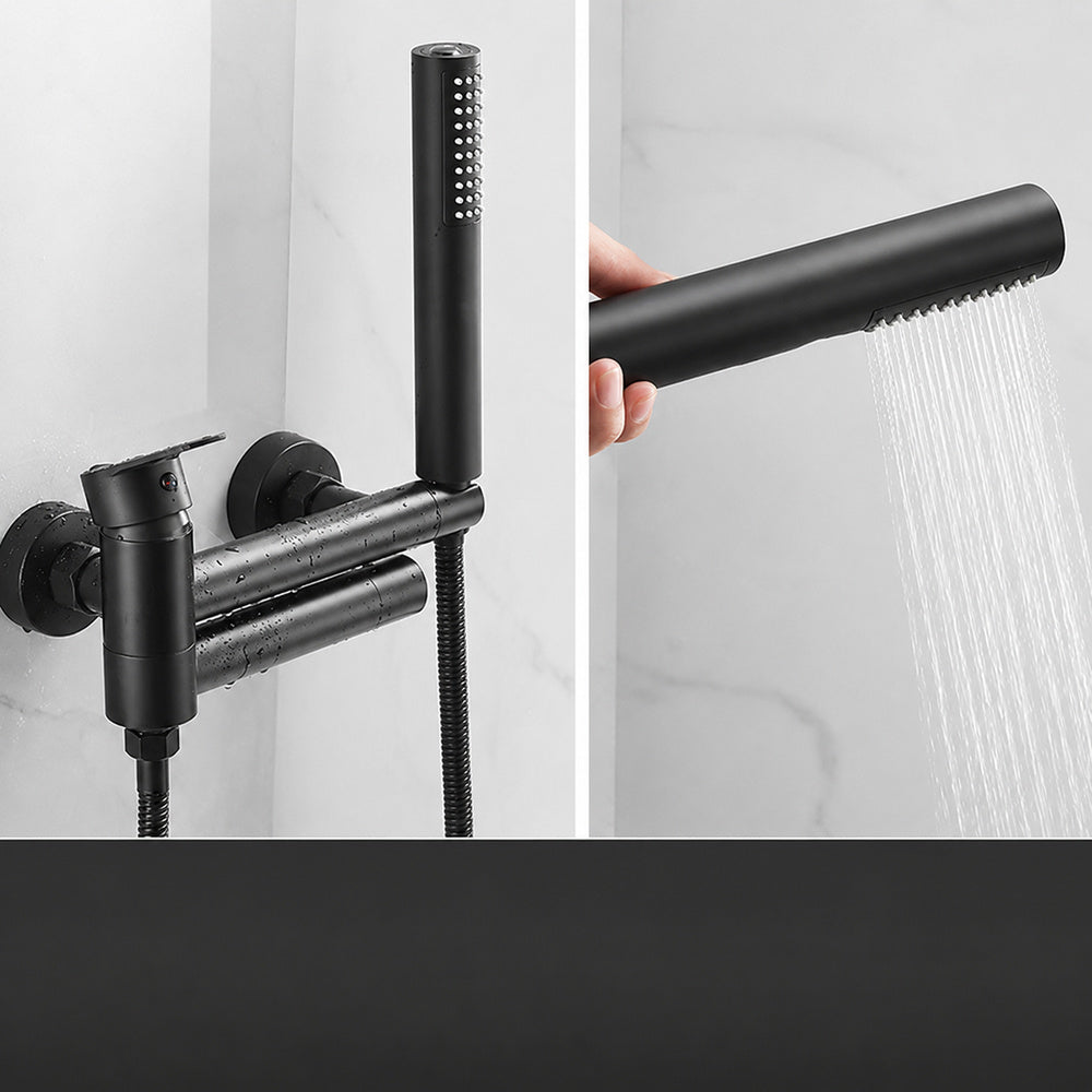 Modern Wall-Mount Tub Faucet, Single-Handle Swivel Spout Faucet with Handheld Shower, Brushed Gold / Matte Black / Gunmetal / Chrome / Matte White