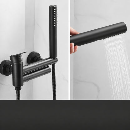 Modern Wall-Mount Tub Faucet, Single-Handle Swivel Spout Faucet with Handheld Shower, Brushed Gold / Matte Black / Gunmetal / Chrome / Matte White