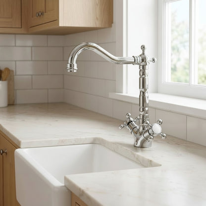 Lagomel single-hole two-handle kitchen faucet, set in a Traditional/Classic/Vintage/Retro kitchen