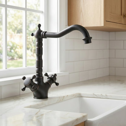 Lagomel single-hole two-handle kitchen faucet, set in a Traditional/Classic/Vintage/Retro kitchen