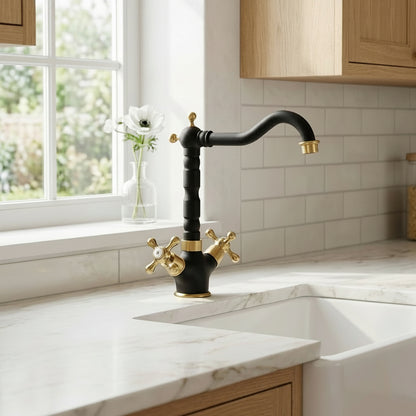 Lagomel single-hole two-handle kitchen faucet, set in a Traditional/Classic/Vintage/Retro kitchen
