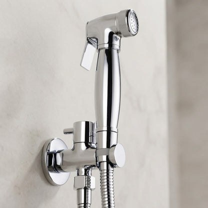 Lagomel wall-mounted single-handle bidet faucet in chrome, set in a Contemporary bathroom
