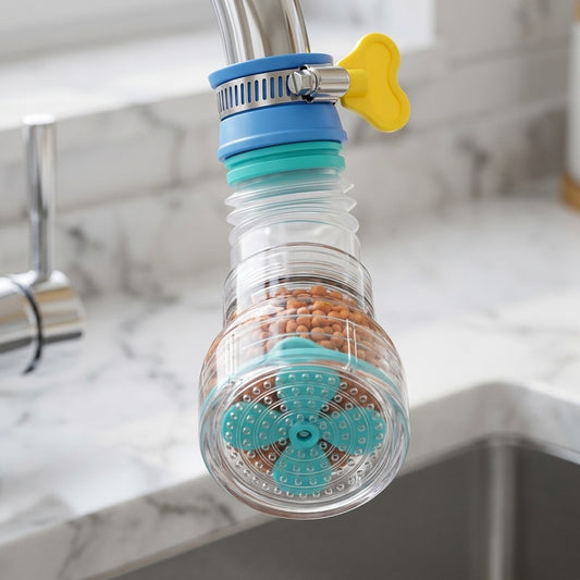 Lagomel faucet aerator in two-tone / mixed finish, set in a Contemporary bathroom