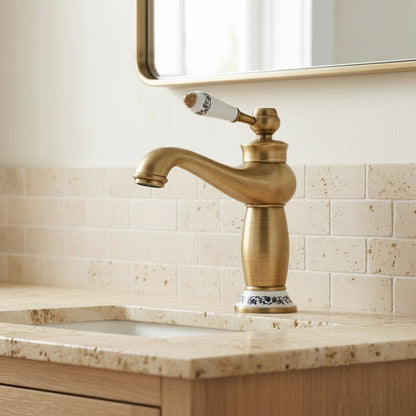 Lagomel single-hole bathroom faucet, set in a Traditional/Classic bathroom