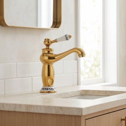 Lagomel single-hole bathroom faucet, set in a Traditional/Classic bathroom