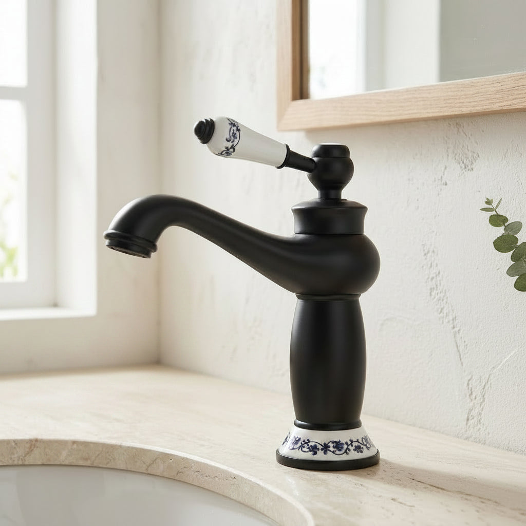 Lagomel single-hole bathroom faucet, set in a Traditional/Classic bathroom