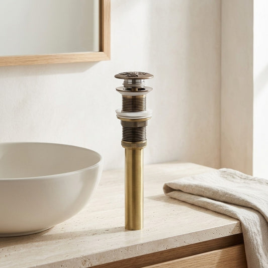 Lagomel bathroom sink drain in antique brass, set in a Traditional/Classic/Vintage/Retro bathroom