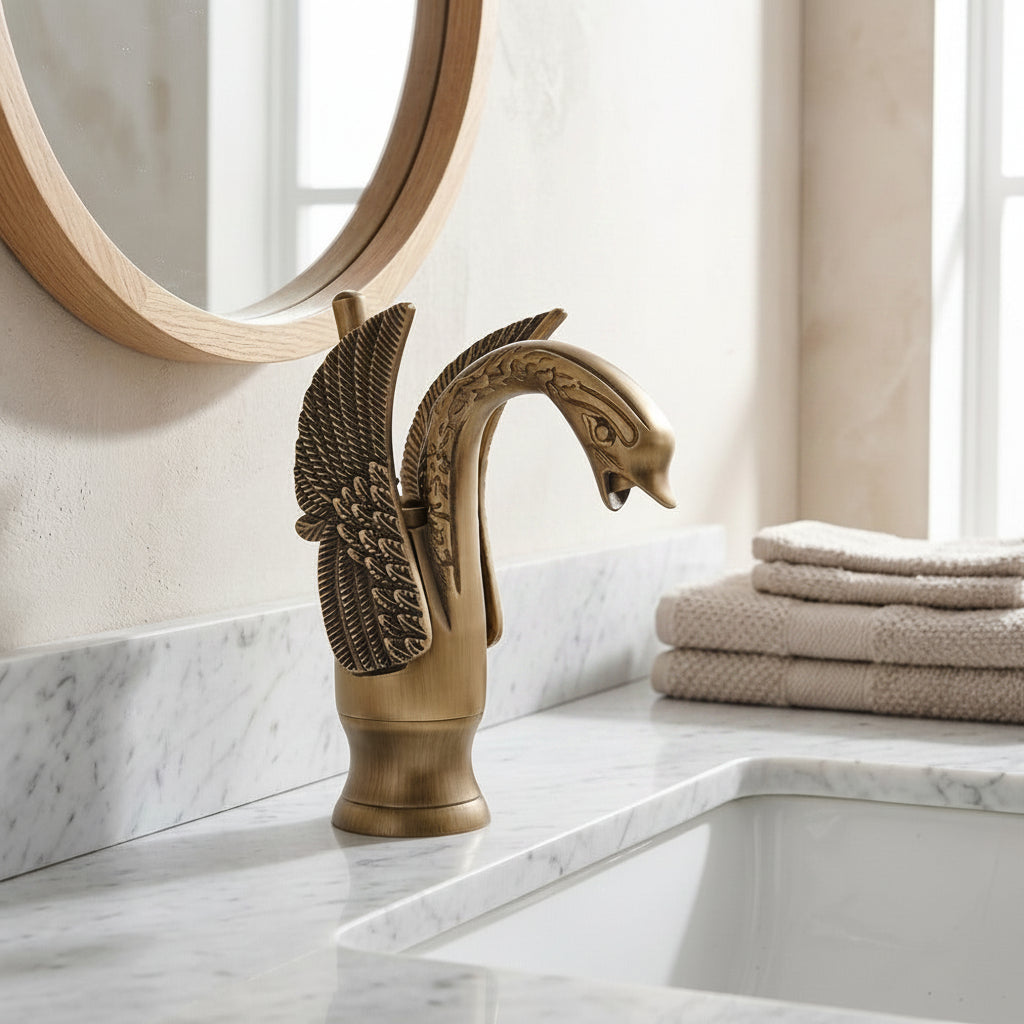 Lagomel single-hole bathroom faucet, set in a Traditional/Classic bathroom