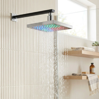 Lagomel rain shower head in chrome, set in a Contemporary bathroom