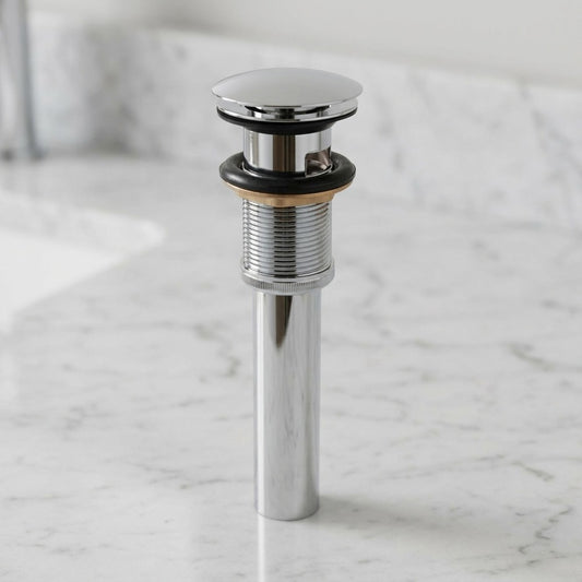 Lagomel bathroom sink drain in chrome, brushed nickel, oil-rubbed bronze, antique brass, set in a Contemporary bathroom
