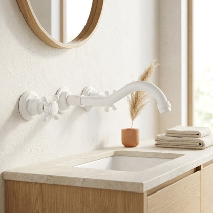Lagomel wall-mount bathroom faucet, set in a Modern/Minimalist bathroom