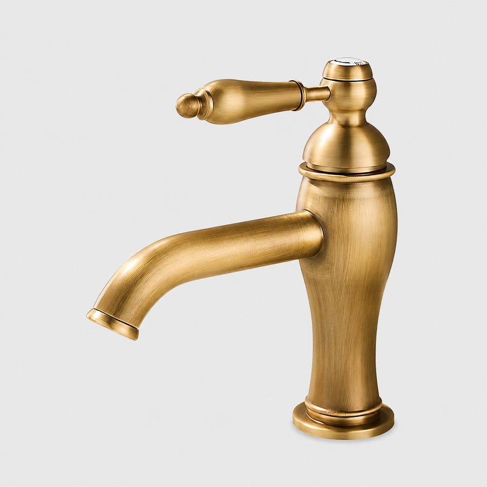 Vintage Antique Brass Bathroom Faucet, Single-Hole Single-Handle Brass Faucet