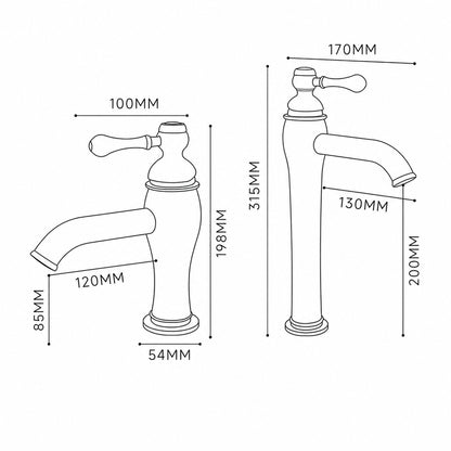 Vintage Antique Brass Bathroom Faucet, Single-Hole Single-Handle Brass Faucet