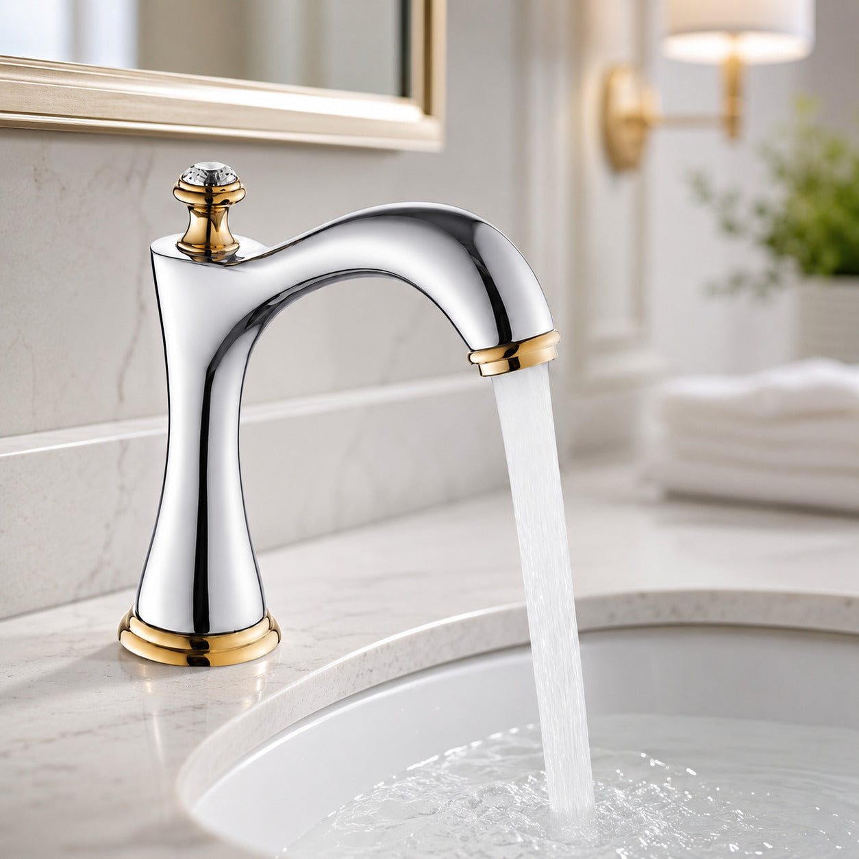 360-Degree Swivel Vintage Bathroom Faucet, Double-Handle Widespread Basin Faucet, Chrome / Matte Black / Matte White