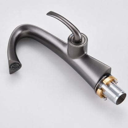 Modern Single-Hole Bathroom Faucet, Single-Handle High-Arc Faucet, Matte White / Chrome / Polished Gold / Matte Black / Brushed Gold / Rose Gold / Gunmetal