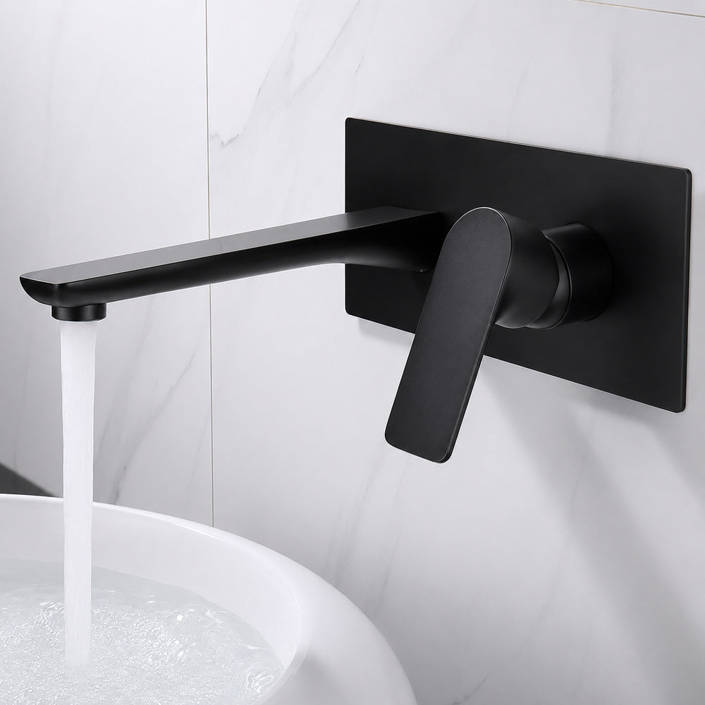 Modern Wall-Mount Bathroom Faucet, Single-Handle Brass Basin Faucet, Matte Black / Brushed Gold / Gunmetal
