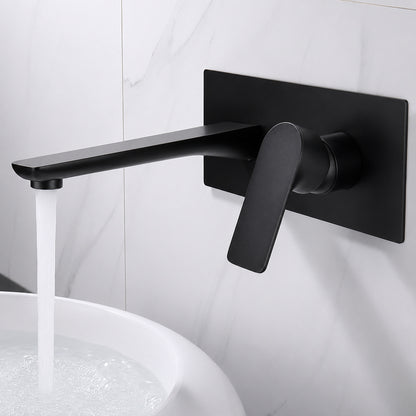 Modern Wall-Mount Bathroom Faucet, Single-Handle Brass Basin Faucet, Matte Black / Brushed Gold / Gunmetal