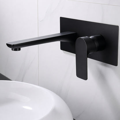 Modern Wall-Mount Bathroom Faucet, Single-Handle Brass Basin Faucet, Matte Black / Brushed Gold / Gunmetal