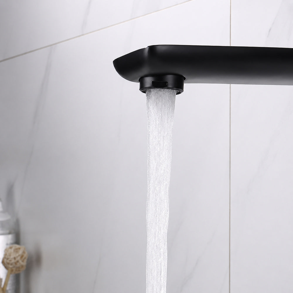 Modern Wall-Mount Bathroom Faucet, Single-Handle Brass Basin Faucet, Matte Black / Brushed Gold / Gunmetal