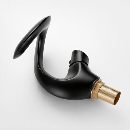Waterfall Single-Hole Bathroom Faucet, Single-Handle Brass Deck Mount Faucet, Brushed Gold / Chrome / Matte Black / Matte White