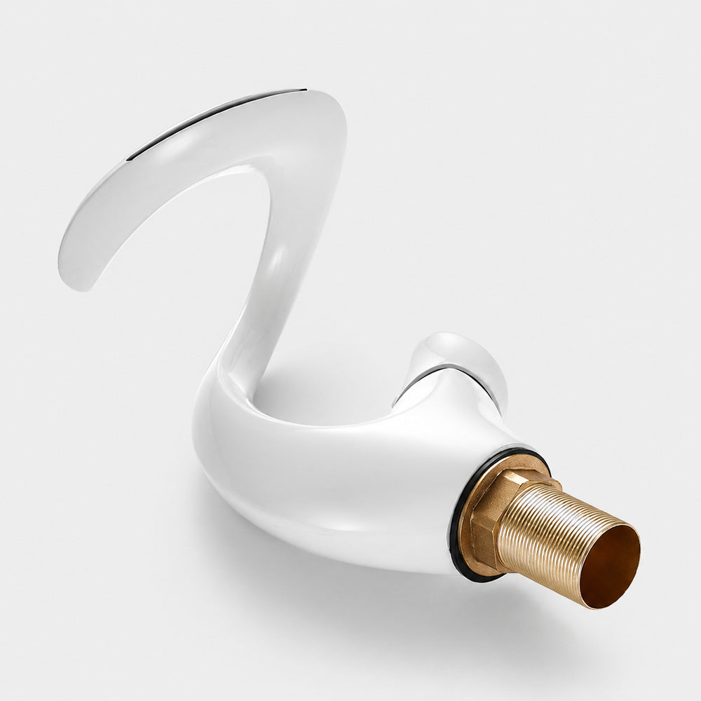 Waterfall Single-Hole Bathroom Faucet, Single-Handle Brass Deck Mount Faucet, Brushed Gold / Chrome / Matte Black / Matte White