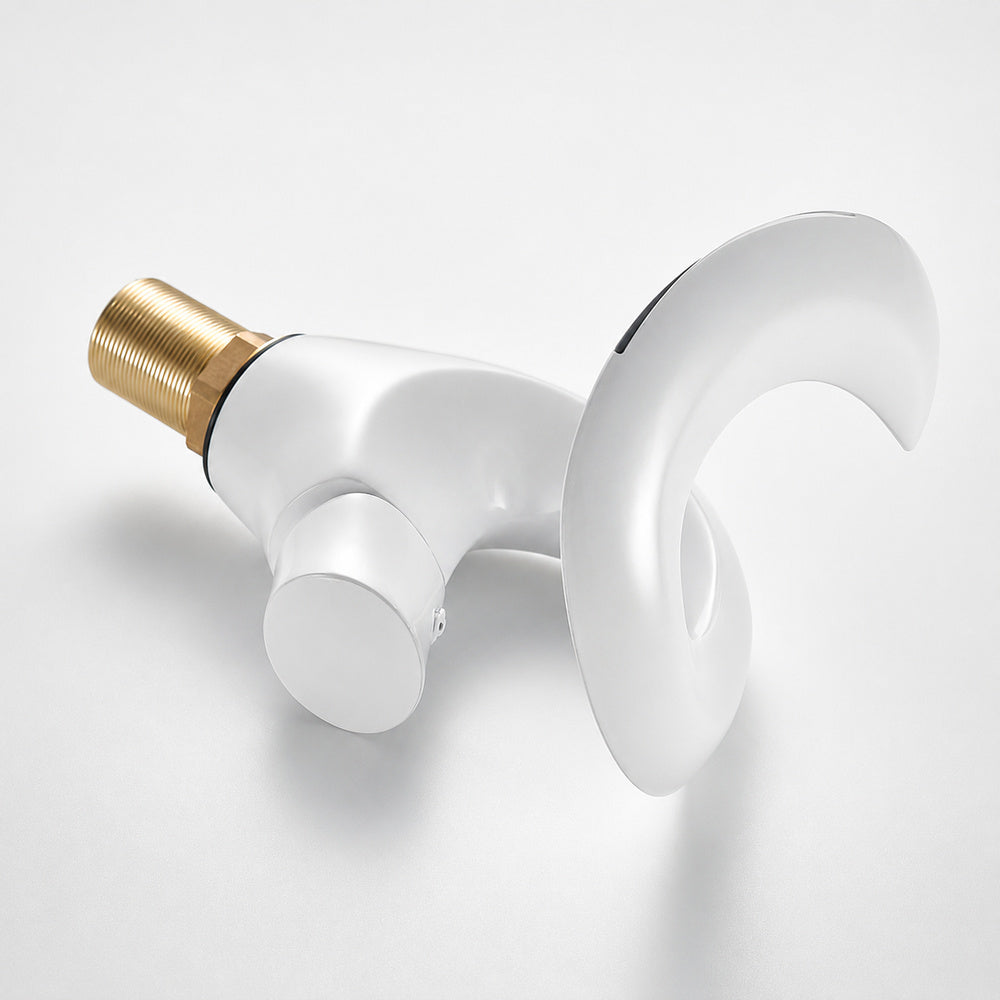 Waterfall Single-Hole Bathroom Faucet, Single-Handle Brass Deck Mount Faucet, Brushed Gold / Chrome / Matte Black / Matte White