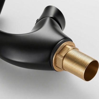 Waterfall Single-Hole Bathroom Faucet, Single-Handle Brass Deck Mount Faucet, Brushed Gold / Chrome / Matte Black / Matte White