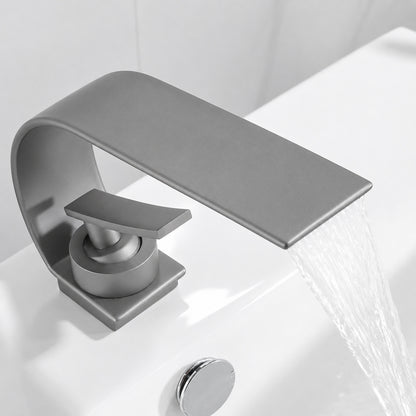 Modern Waterfall Bathroom Faucet, Single-Handle Single-Hole Faucet, Matte Black / Chrome