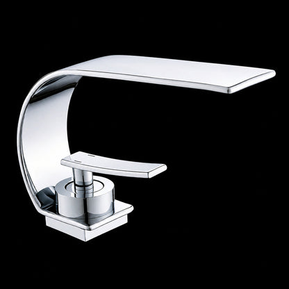 Modern Waterfall Bathroom Faucet, Single-Handle Single-Hole Faucet, Matte Black / Chrome