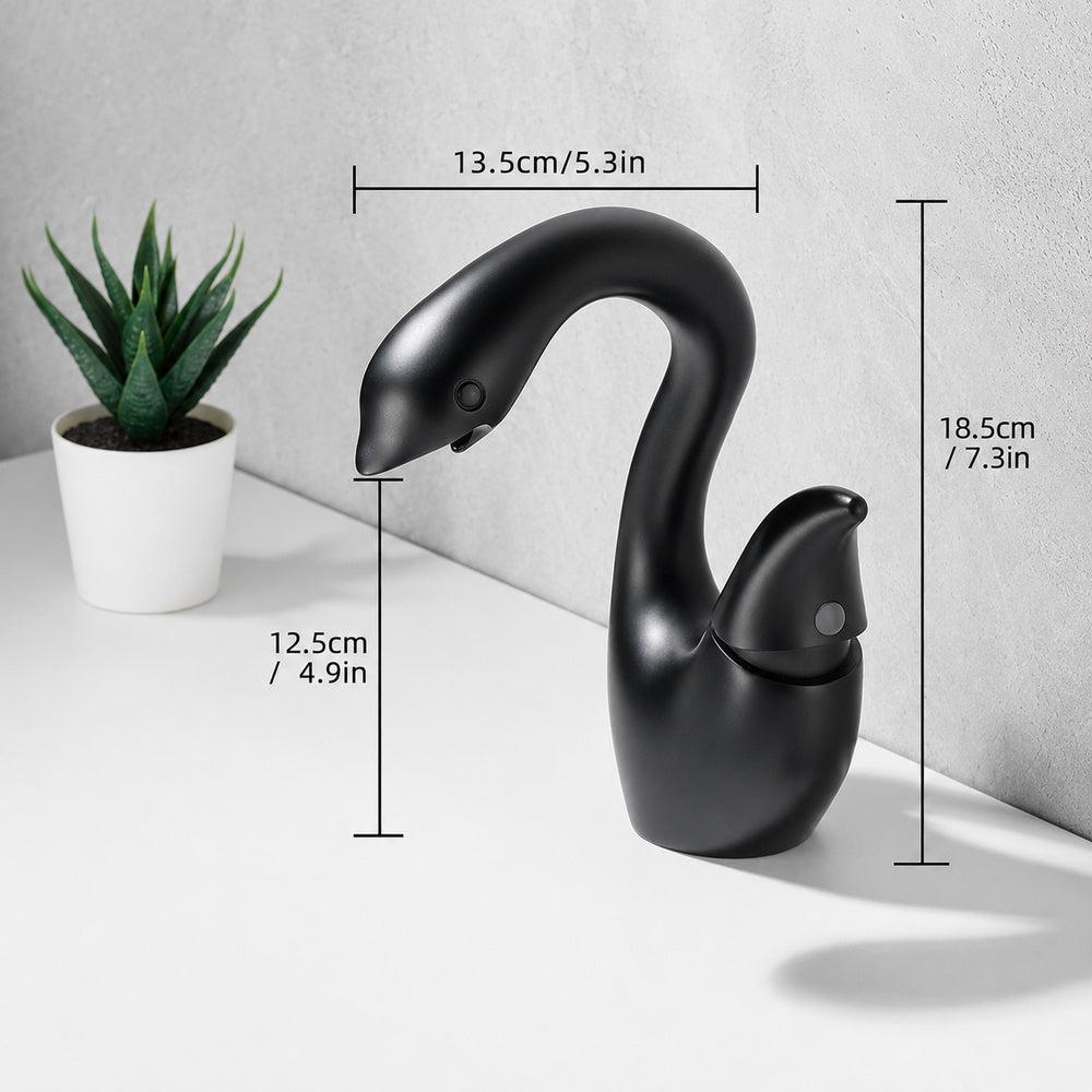 Swan-Shaped Modern Single-Hole Bathroom Faucet, Single-Handle Brass Basin Faucet