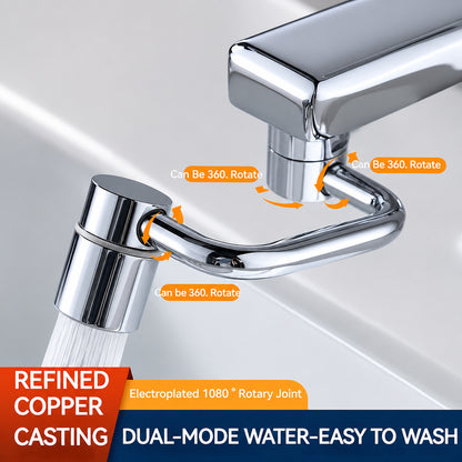 Chrome-Plated Brass 1080-Degree Rotating Faucet Aerator, Dual-Mode Flow Faucet Attachment