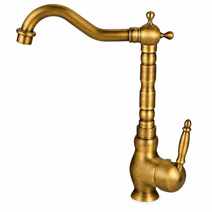 Vintage Tall Vessel Sink Faucet, Traditional Single-Handle Bathroom Faucet with High Arc Swivel Spout, Gold / Chrome / Antique Brass