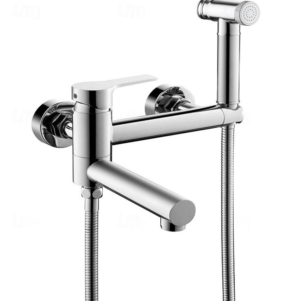 Modern Wall-Mounted Bidet Faucet, Single-Handle Bathroom Bidet Spray Faucet with Handheld Sprayer, Matte Black / Chrome / Brushed Gold