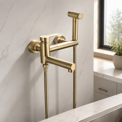 Modern Wall-Mounted Bidet Faucet, Single-Handle Bathroom Bidet Spray Faucet with Handheld Sprayer, Matte Black / Chrome / Brushed Gold