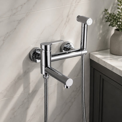 Modern Wall-Mounted Bidet Faucet, Single-Handle Bathroom Bidet Spray Faucet with Handheld Sprayer, Matte Black / Chrome / Brushed Gold