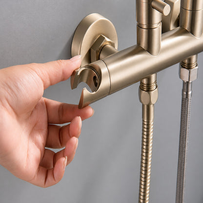 Contemporary Wall-Mounted Bidet Faucet, Dual-Handle Bidet Sprayer Set with Hose, Matte Black / Brushed Gold / Chrome / Gunmetal