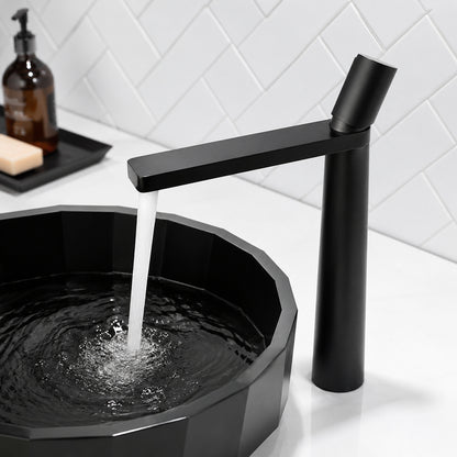 Modern Single-Hole Vessel Sink Faucet, Single-Handle Waterfall Spout Faucet, Matte White / Chrome / Matte Black / Gunmetal