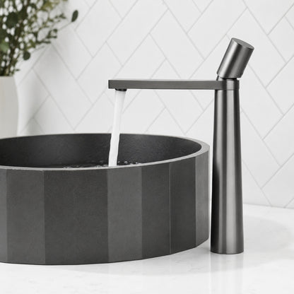 Modern Single-Hole Vessel Sink Faucet, Single-Handle Waterfall Spout Faucet, Matte White / Chrome / Matte Black / Gunmetal