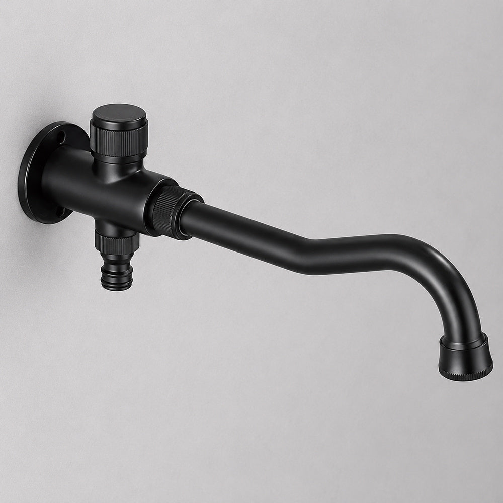 Wall-Mount Bathroom Sink Faucet, Single Knob Handle Brass Utility Tap, Matte Black / Antique Brass