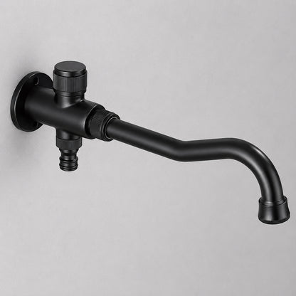 Wall-Mount Bathroom Sink Faucet, Single Knob Handle Brass Utility Tap, Matte Black / Antique Brass