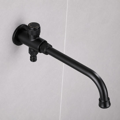 Wall-Mount Bathroom Sink Faucet, Single Knob Handle Brass Utility Tap, Matte Black / Antique Brass