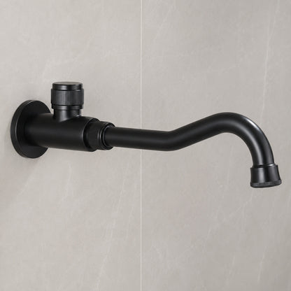 Wall-Mount Bathroom Sink Faucet, Single Knob Handle Brass Utility Tap, Matte Black / Antique Brass