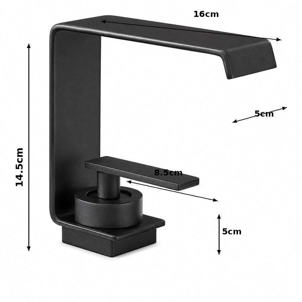 Modern Waterfall Bathroom Faucet, Single-Handle Single-Hole Brass Faucet, Chrome / Matte Black / Gunmetal / Matte White