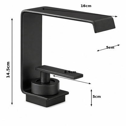 Modern Waterfall Bathroom Faucet, Single-Handle Single-Hole Brass Faucet, Chrome / Matte Black / Gunmetal / Matte White